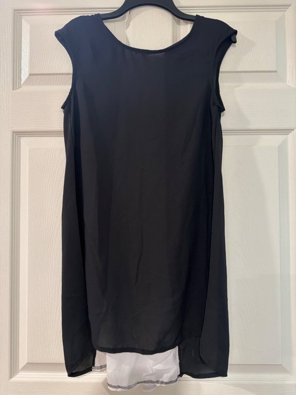 Sleeveless Black & White Layered High-Low Tunic Dress XL